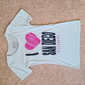 Ladies Small Billabong I Love San Diego Tee